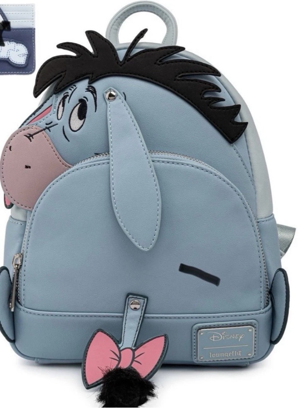 Loungefly Light Blue Eeyore Kids Character Backpack with Pink Bow